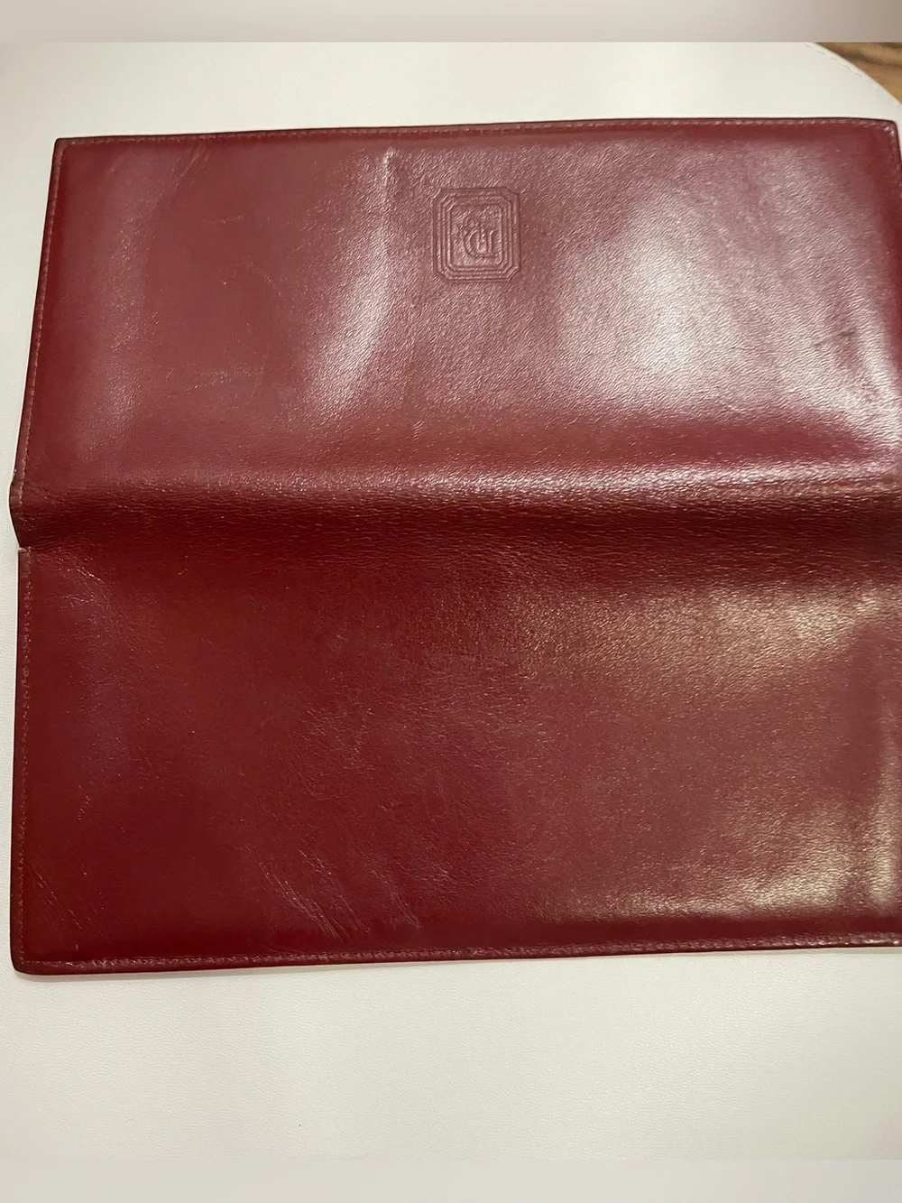 Authentic Vintage Dior Burgundy Embossed Leather Long Wallet